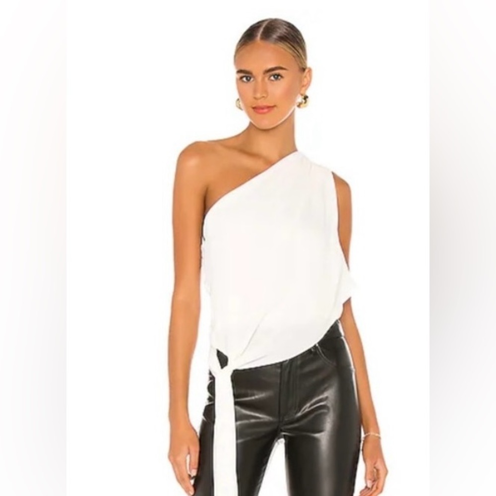 Elegant Cream One-Shoulder Tie Blouse